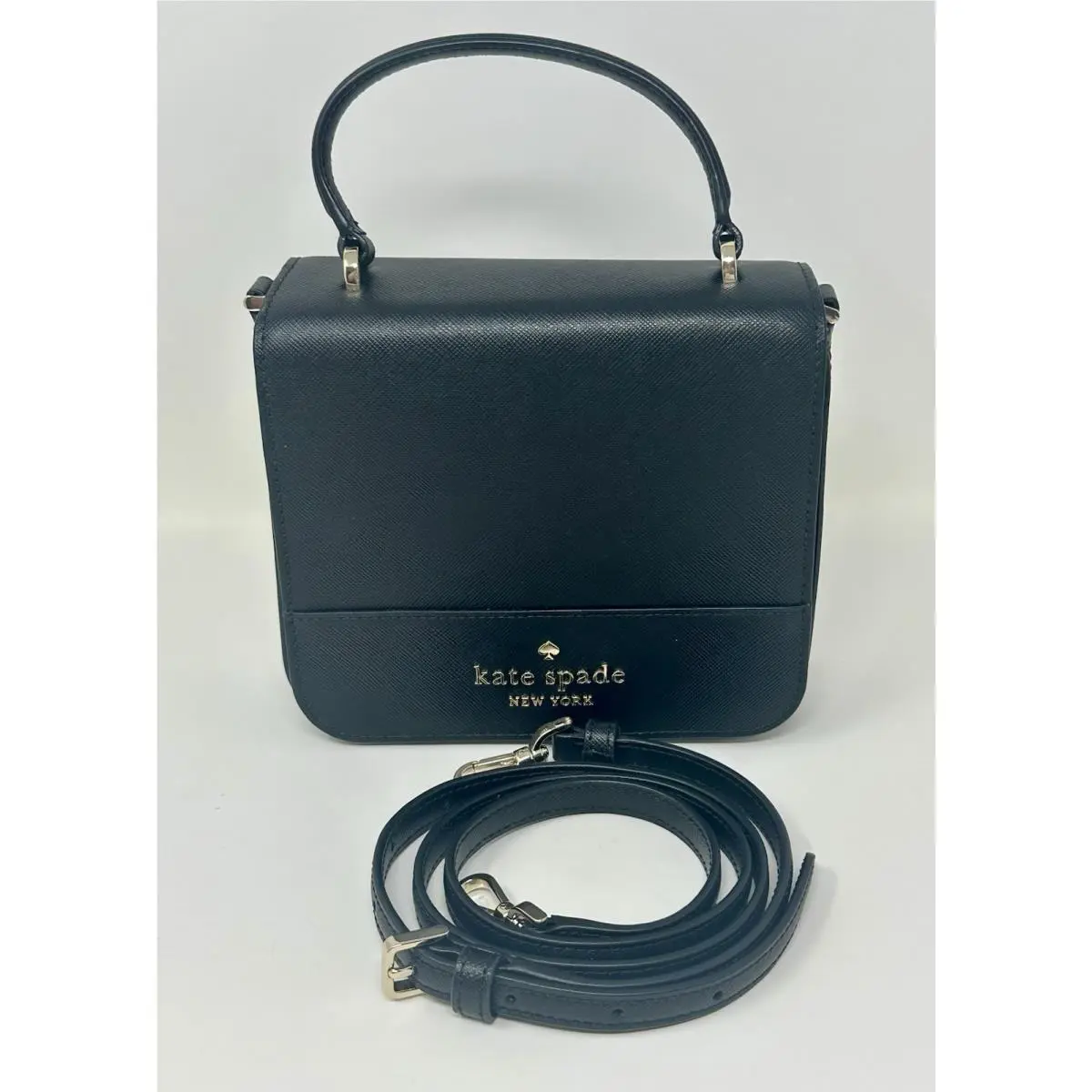Kate Spade Staci Saffiano Square Crossbody Bag Purse Black K7342