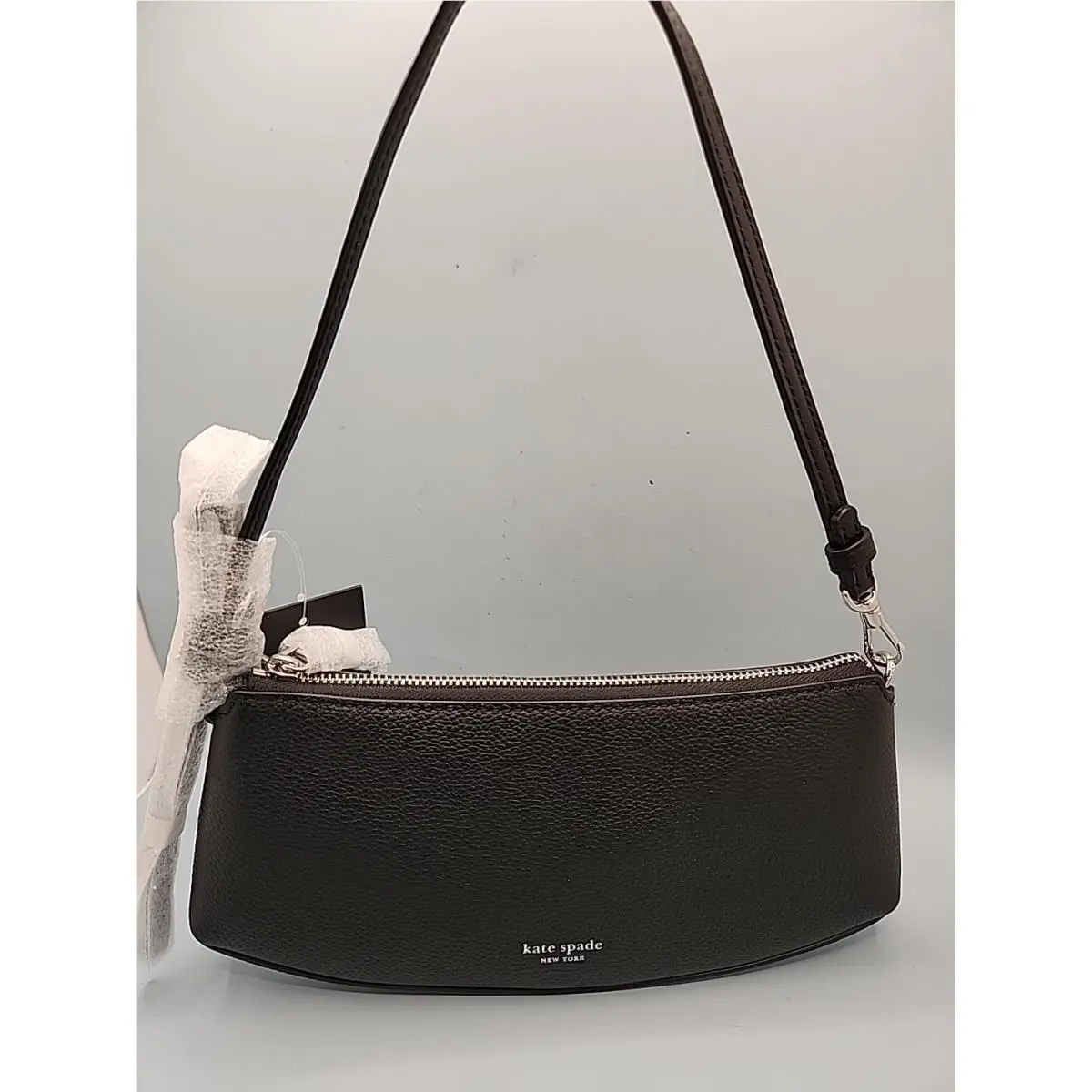 New Kate Spade Loop Pochette Leather Shoulder Bag Phone Wristlet Clutch Black