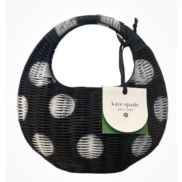 Kate Spade New York x Target Polka Dot Wicker Crescent Bag Black White - New
