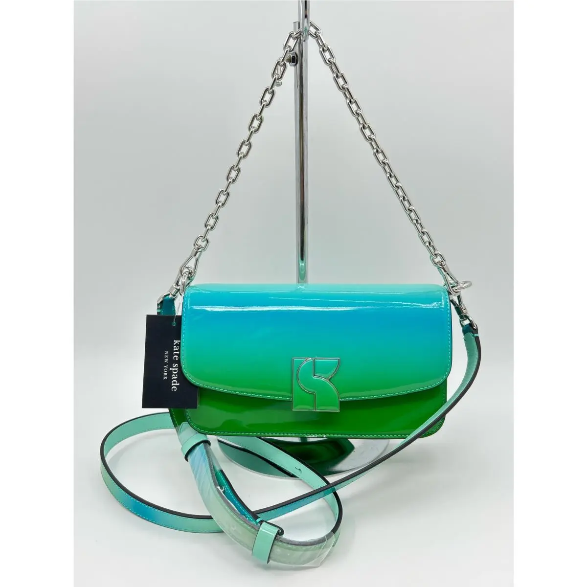 Kate Spade Blue and Green Women Dakota Ombre Patent Leather Crossbody