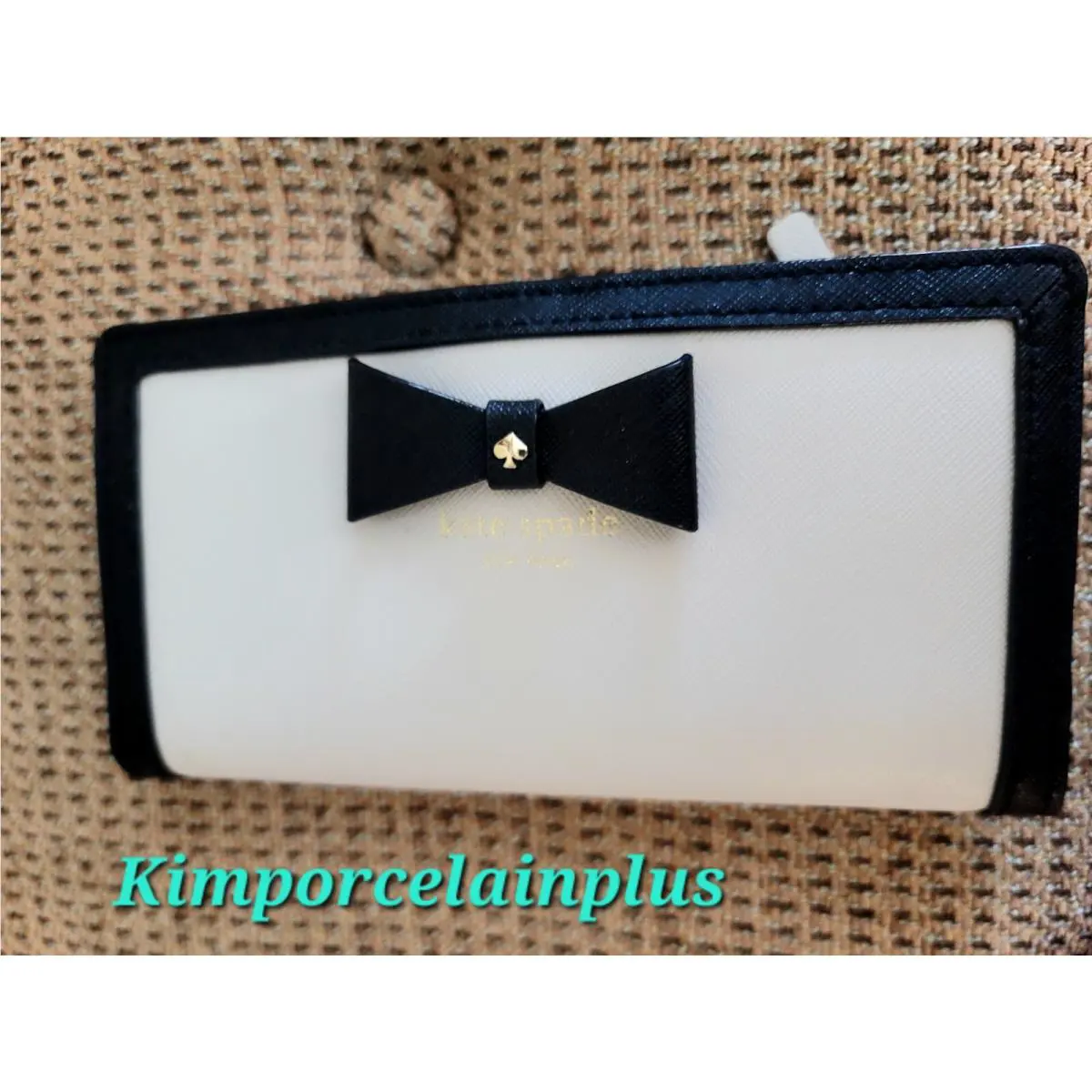 Kate Spade Wallet Stacy Hazel Court Pebble - Black Bow Tie