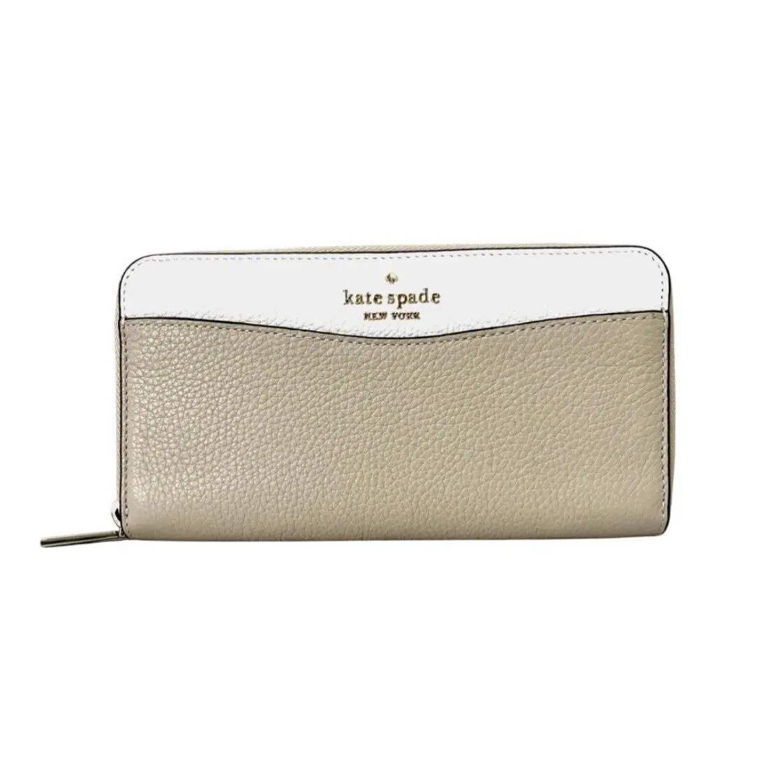 Kate Spade Leila Large Continental Light Sand Colorblock Pebbled Leather Wallet