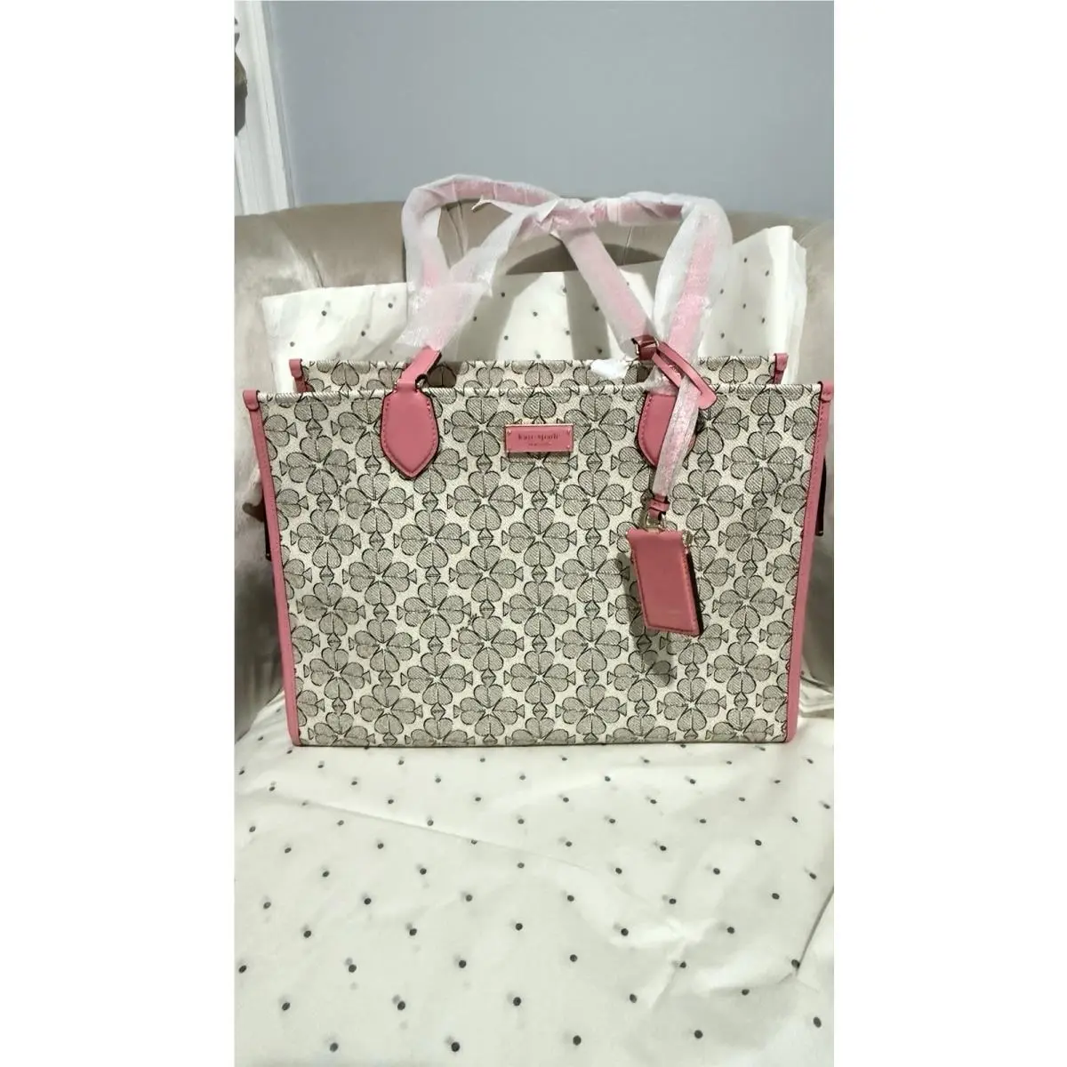 Kate Spade Flower Large Market Tote Bag Handbag K1449 Pink Rose Ruby New