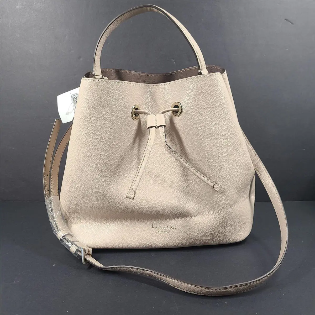 Kate Spade Eva Large Bucket Bag Handbag WKRU5856 Leather Beige