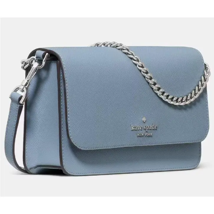 Kate Spade Madison Small Flap Crossbody Bag Blue Leather Chain Purse KN764
