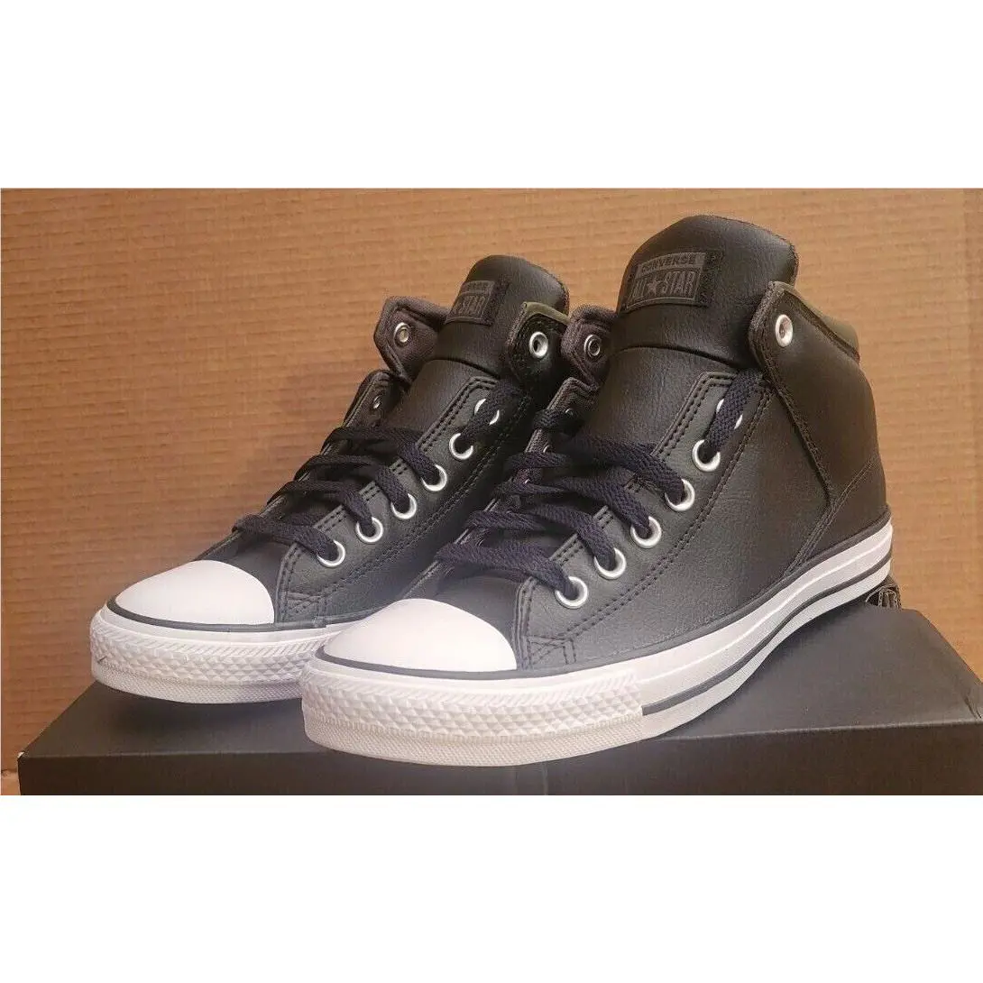 Converse shoes - High Street Mid - Seasonal Leather - 171374C - Black/Cargo Khaki/White (UPC: 194433094306) 1