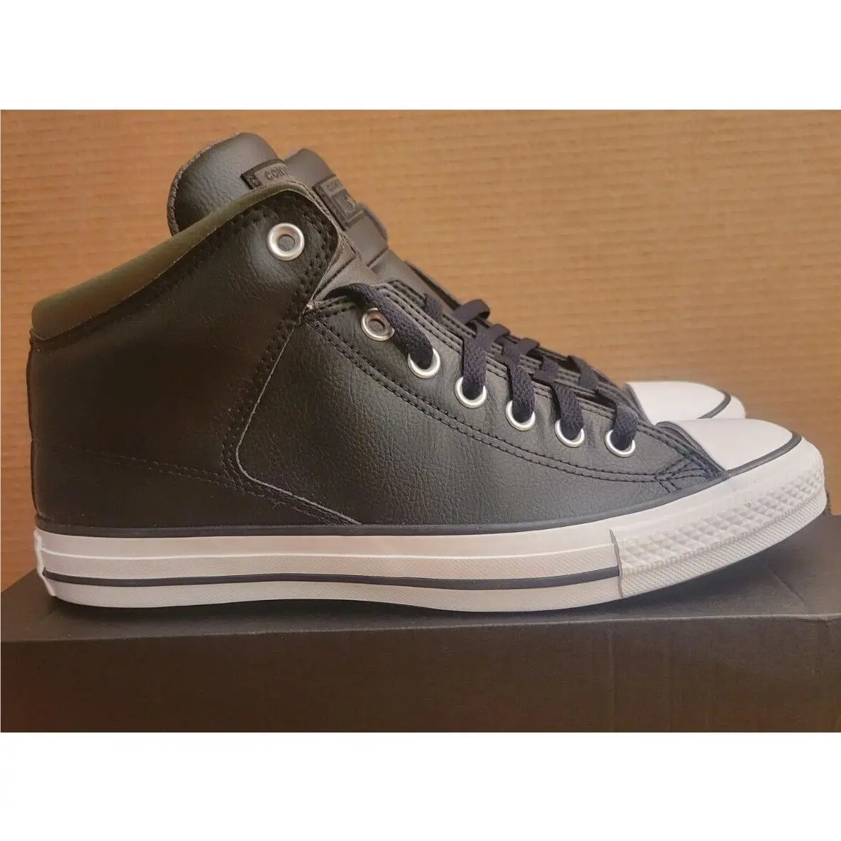 Converse shoes - High Street Mid - Seasonal Leather - 171374C - Black/Cargo Khaki/White (UPC: 194433094306) 2