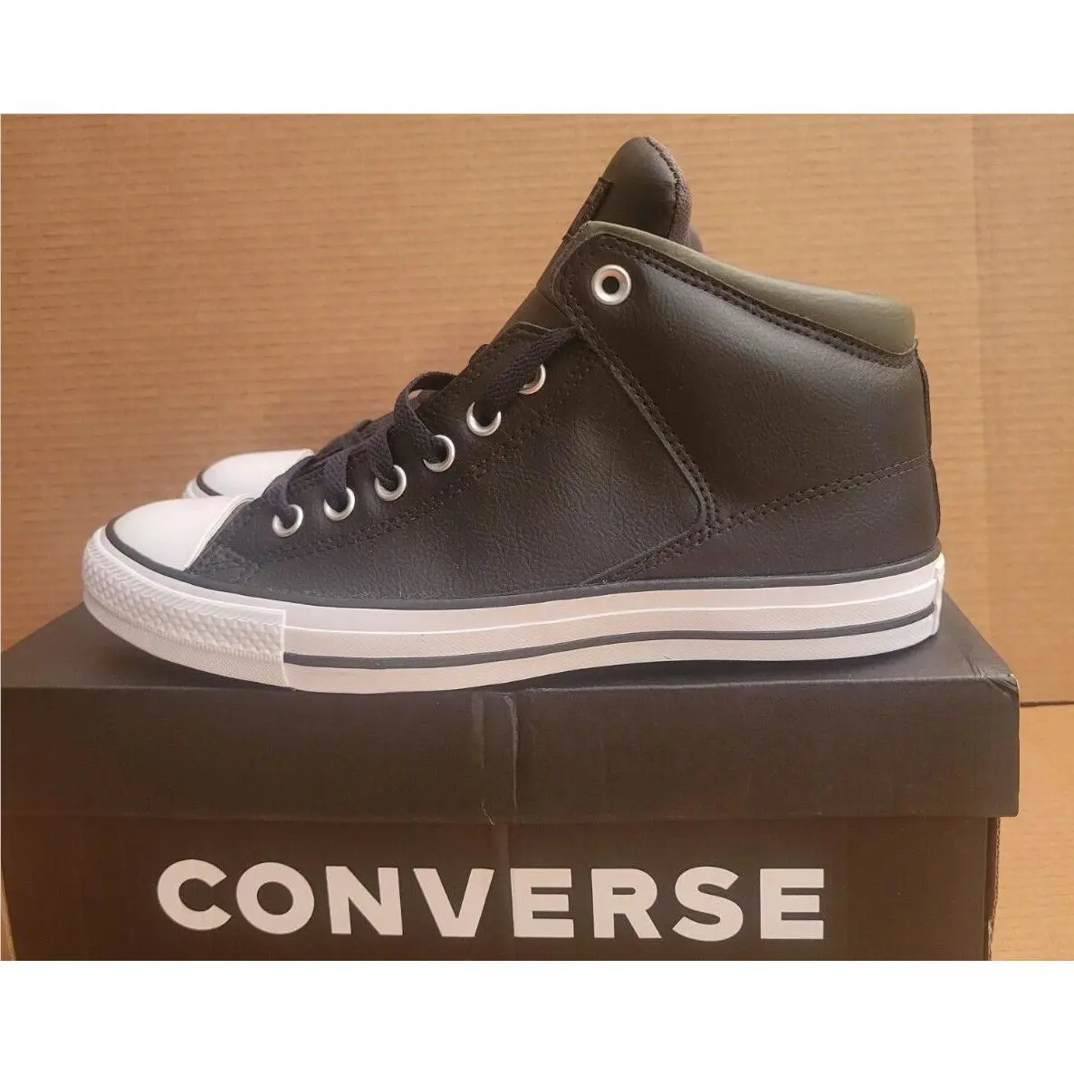 Converse shoes - High Street Mid - Seasonal Leather - 171374C - Black/Cargo Khaki/White (UPC: 194433094306) 4