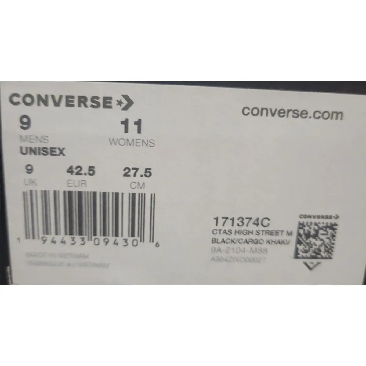 Converse shoes - High Street Mid - Seasonal Leather - 171374C - Black/Cargo Khaki/White (UPC: 194433094306) 6