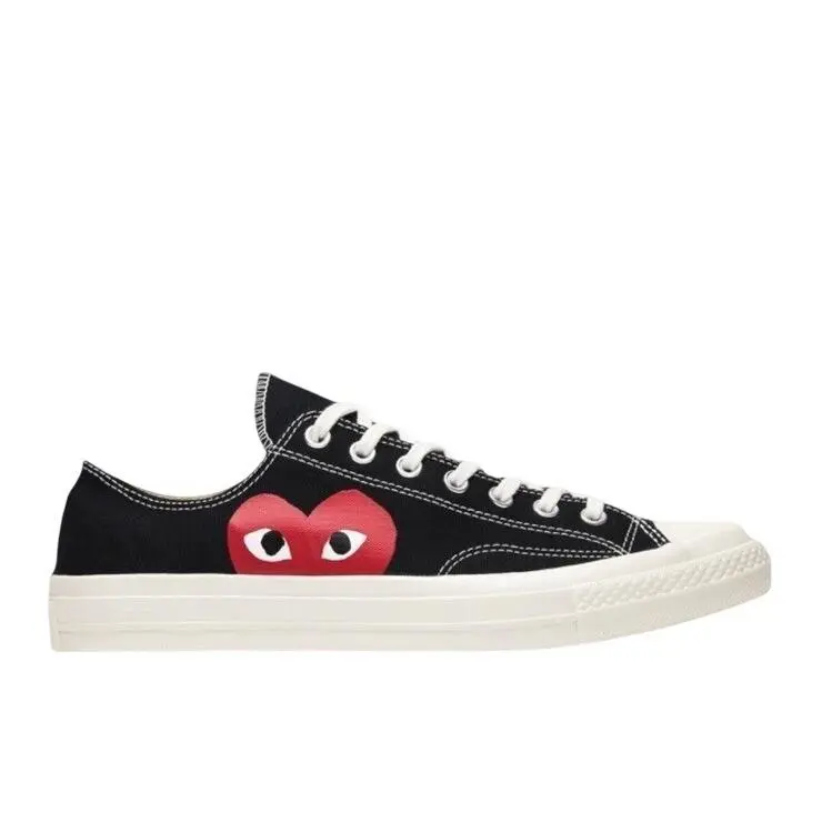 Comme Des Garcons Play Converse Chuck 70 Low Black Red Heart Sneakers Mens 12 - Black