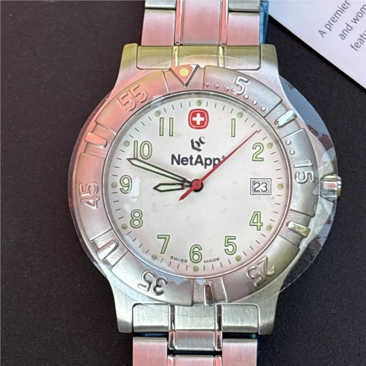 Wenger Swiss Military Mens Watch 43mm White Dial Date 7018x Steel Bracelet