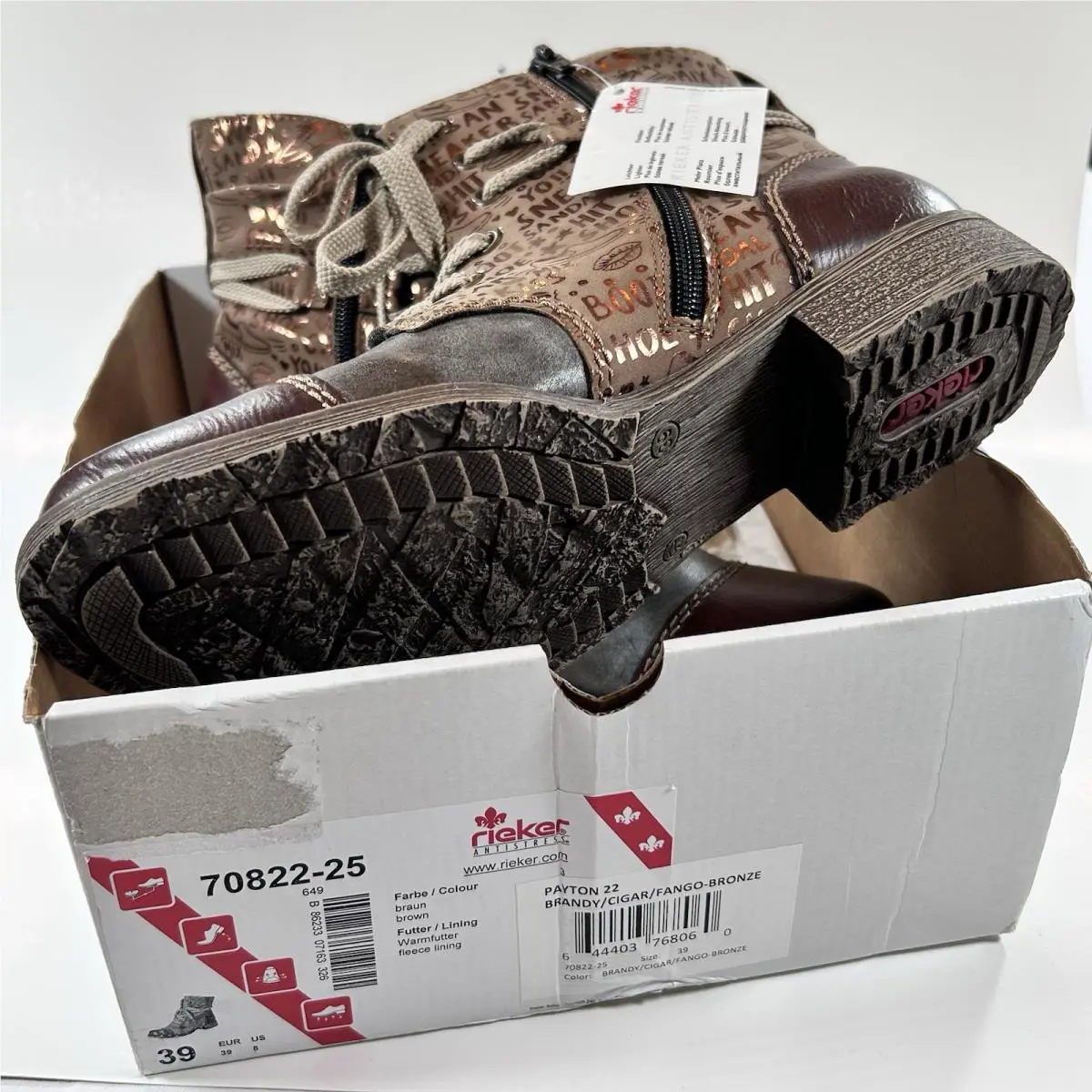 Rieker shoes - Rieker Payton Brandy Combat Boots - Brown Bronze 9