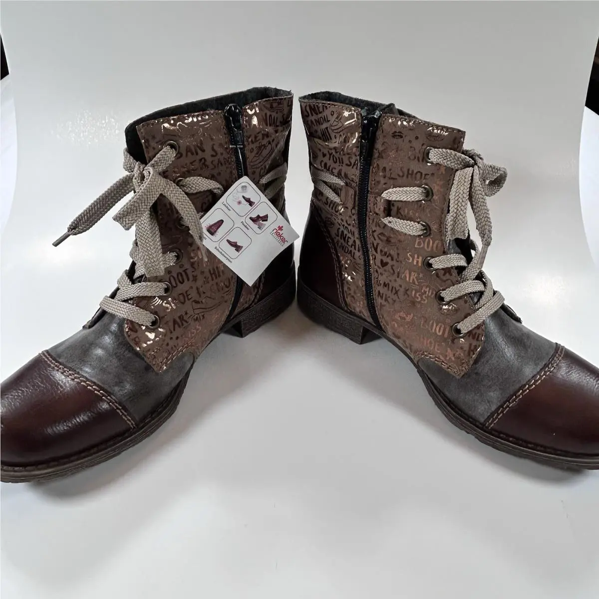 Rieker shoes - Rieker Payton Brandy Combat Boots - Brown Bronze 6