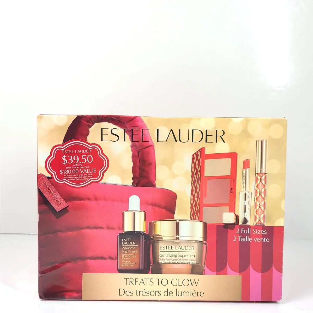 6 Pc Gift Set Estee Lauder Treats To Glow Bronzer Blush Lipstick2 Pc Full Size