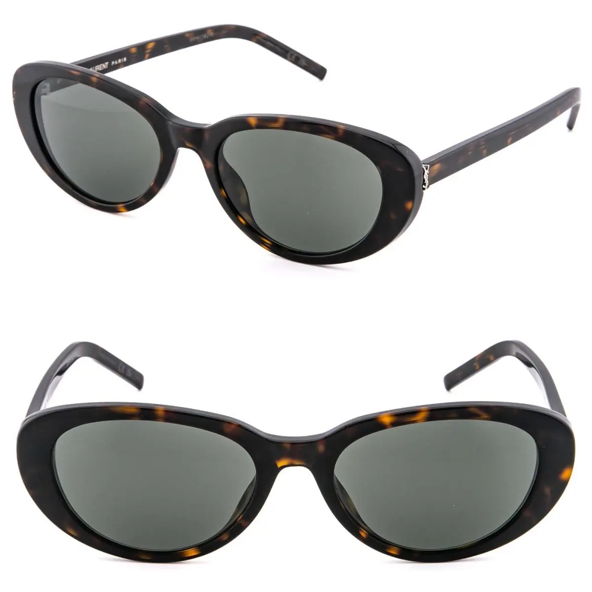 Saint Laurent Shade SL M154 SLM154 Havana Gray Logo Oval Sunglass 002