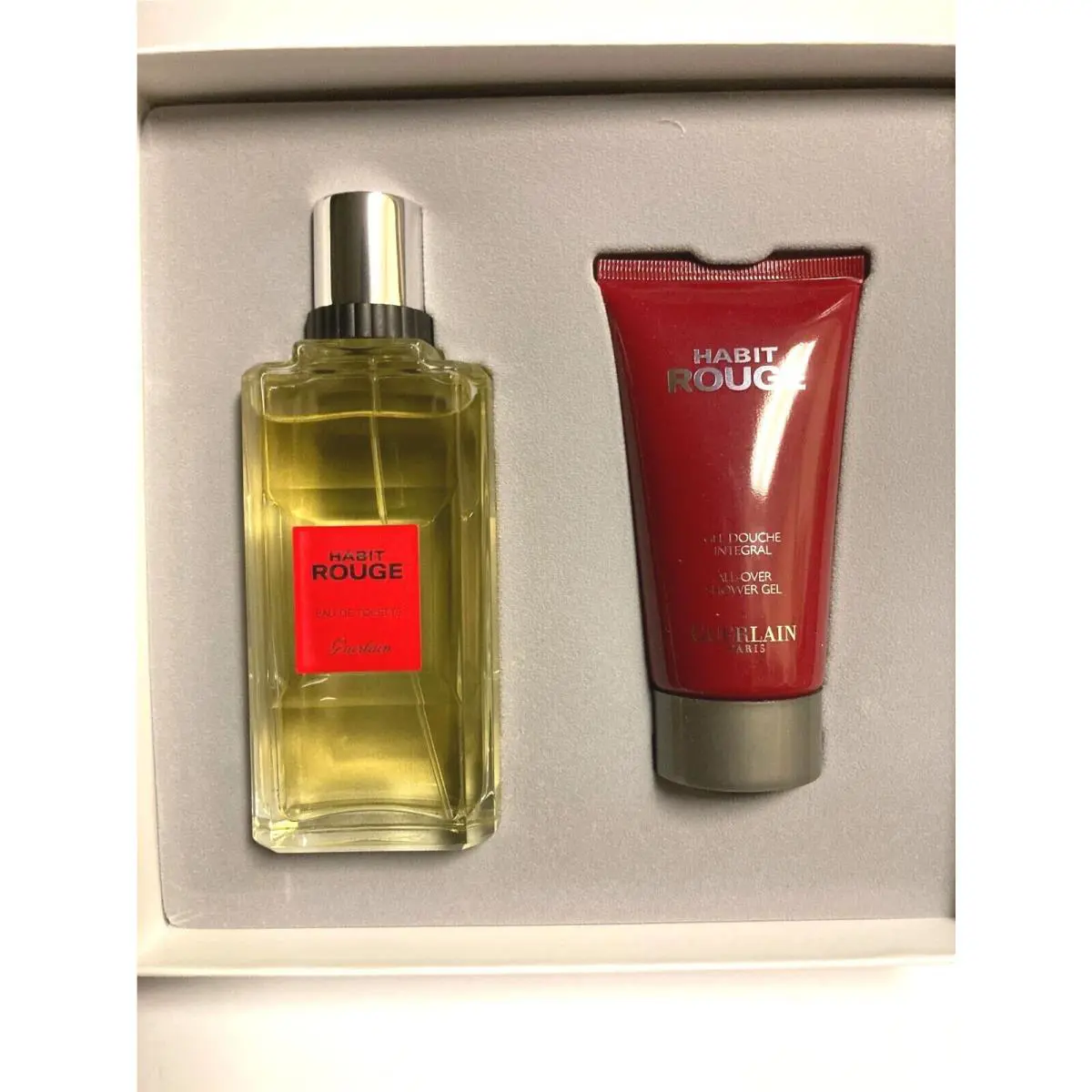 Guerlain Habit Rouge Set 3.3oz+All Over Shampoo 2.5oz Gift Set Vintage
