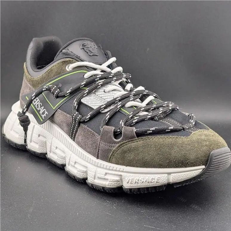 Versace Men`s Greca Sneakers Gray/green 13 US 46 EU IT 1021490 Reg Retail