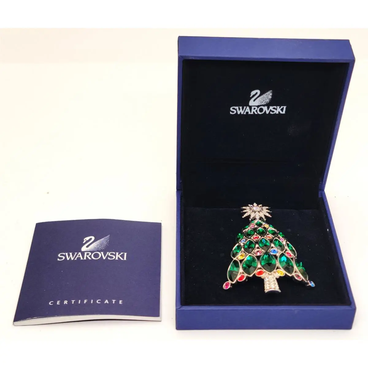 Stamped Swan Silver Tone 2005 Rockefeller Center Swarovski Crystal Brooch 1