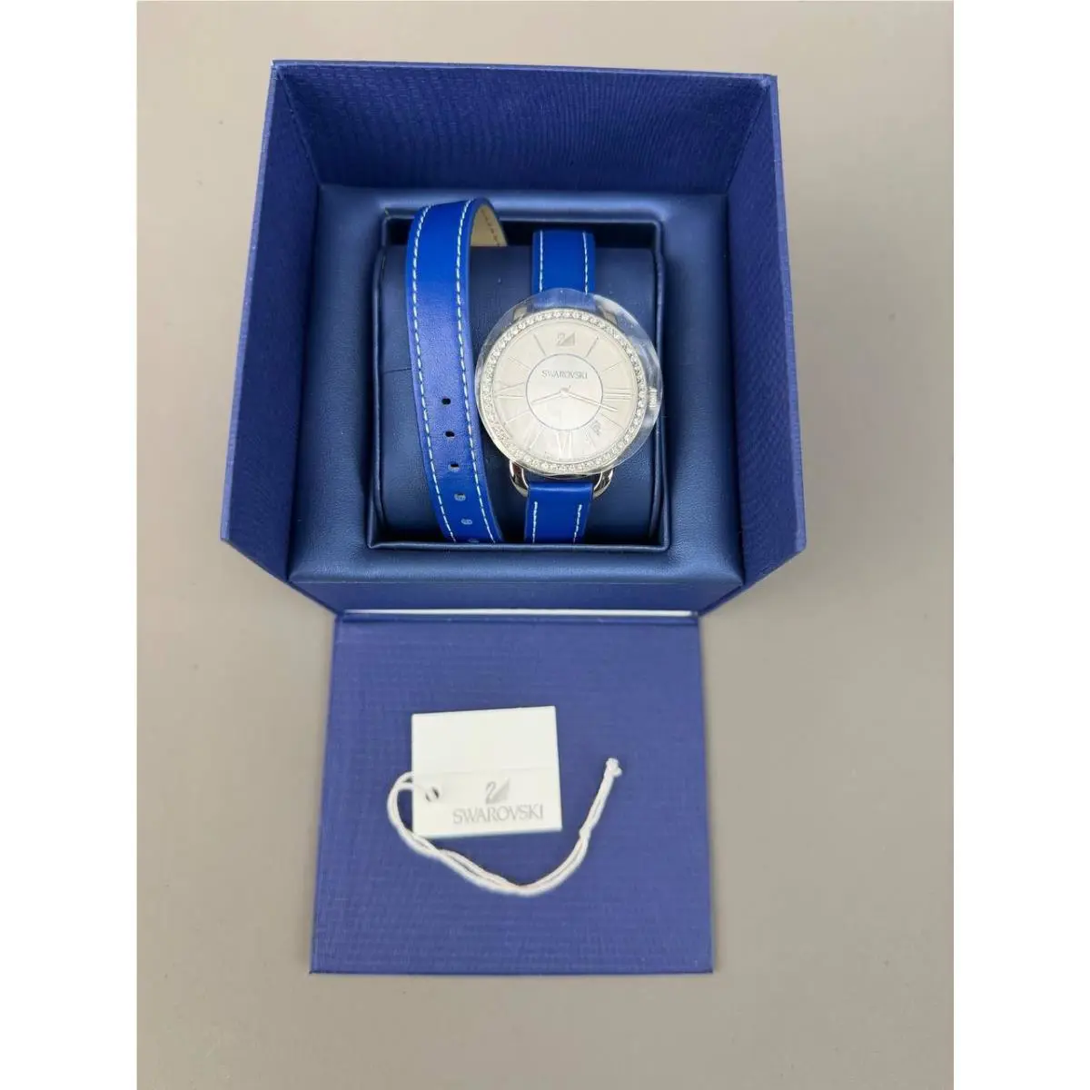 Swarovski Alia Crystal Watch Double Tour Leather Strap W/box and Papers 5095944