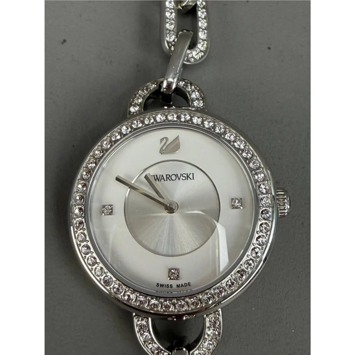Swarovski Ladies Aila 1094376 Stainless Steel Crystal Quartz Watch W/ Box Papers