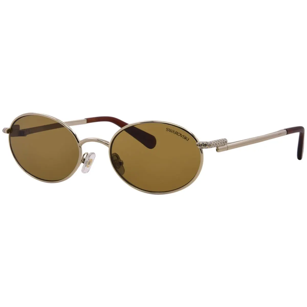 SK7033 404673 Sunglasses Women`s Pale Gold/light Brown Oval Shape 53mm by Swarovski