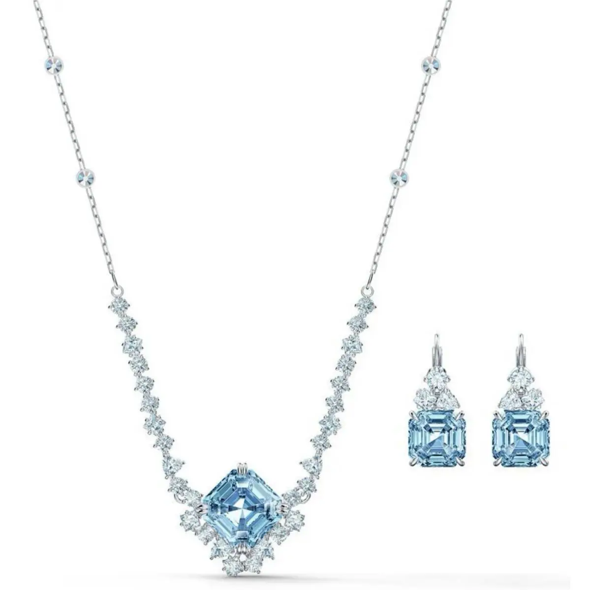 Swarovski Sparkling Aqua Necklace Earring Set 5525354