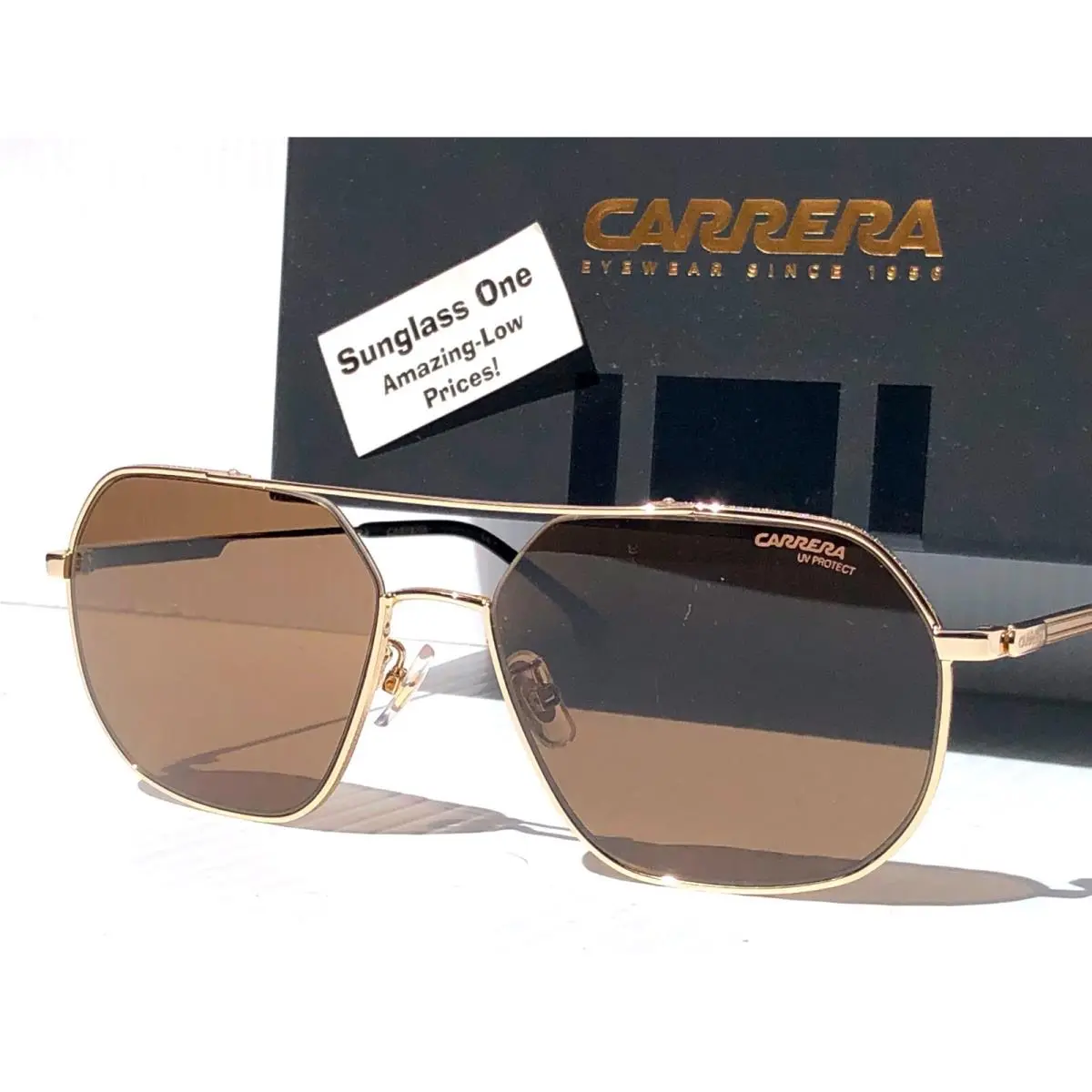 Gold Frame UV Protective Brown Lens Sunglass 1035 J5G70 by Carrera