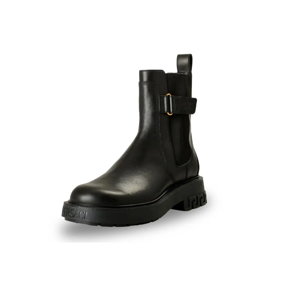 Versace Men`s Black Leather Chelsea Boots Shoes US 9 IT 42