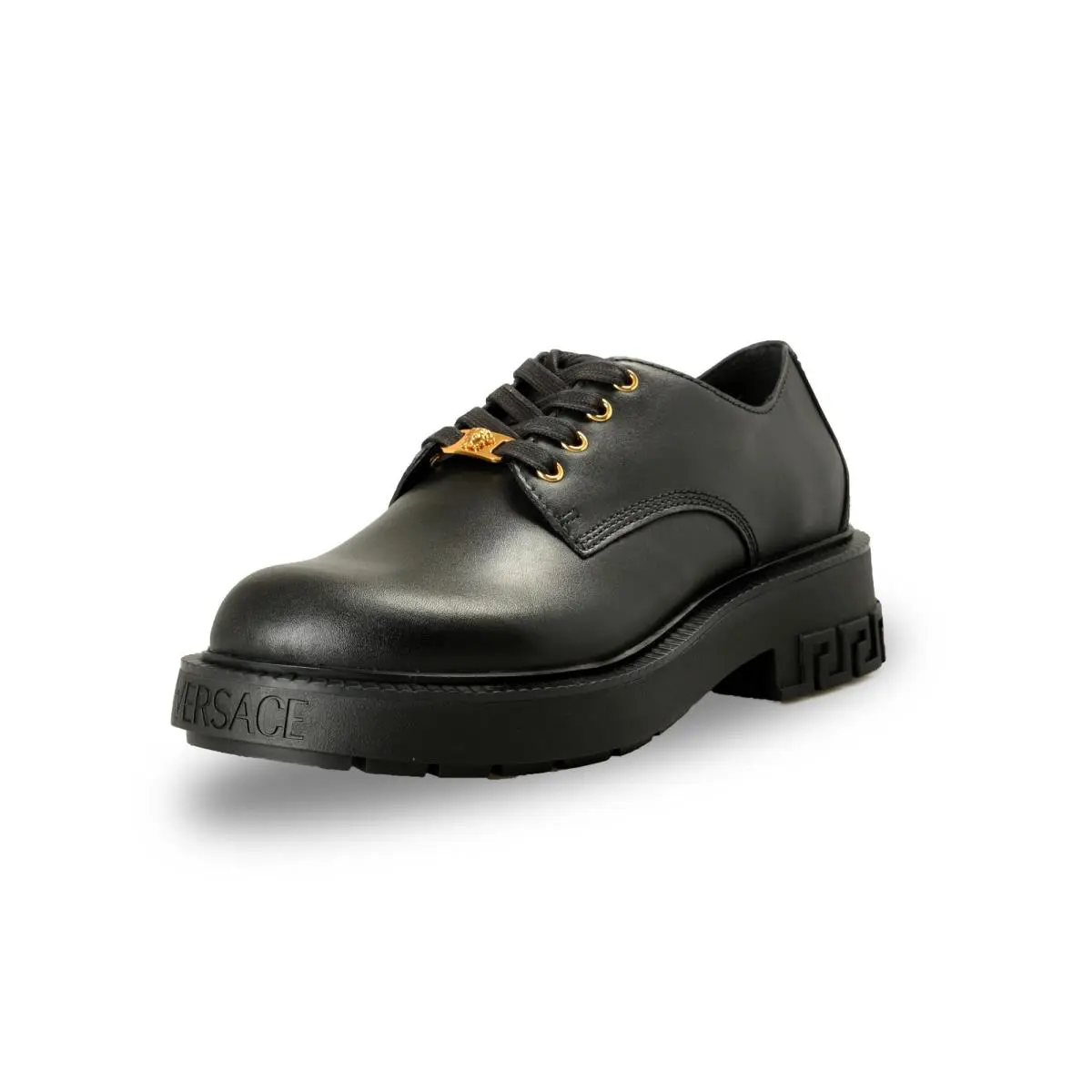 Versace Men`s Black Leather Lace Up Derby Shoes US 13 IT 46