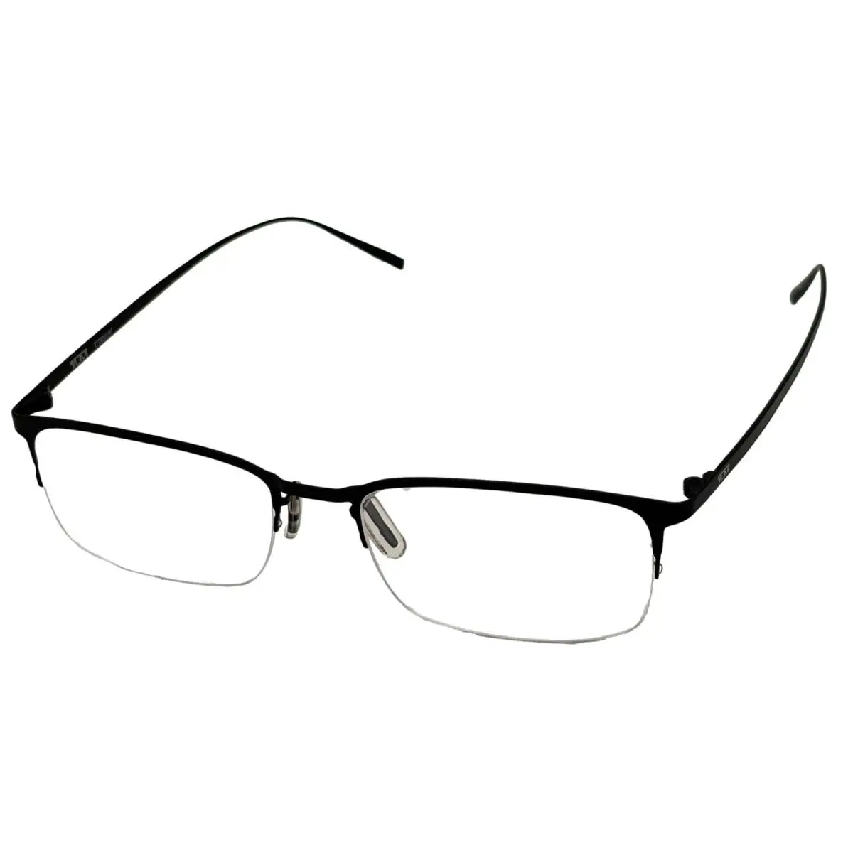 Tumi Mens Black Rimless Titanium Rectangle Eyewear Frame T112 52mm