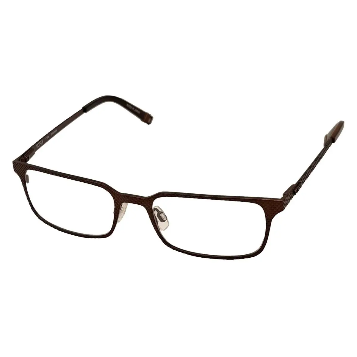 Tumi Mens Brown Stainless Steel Rectangle Eyewear Frame T106. 52mm