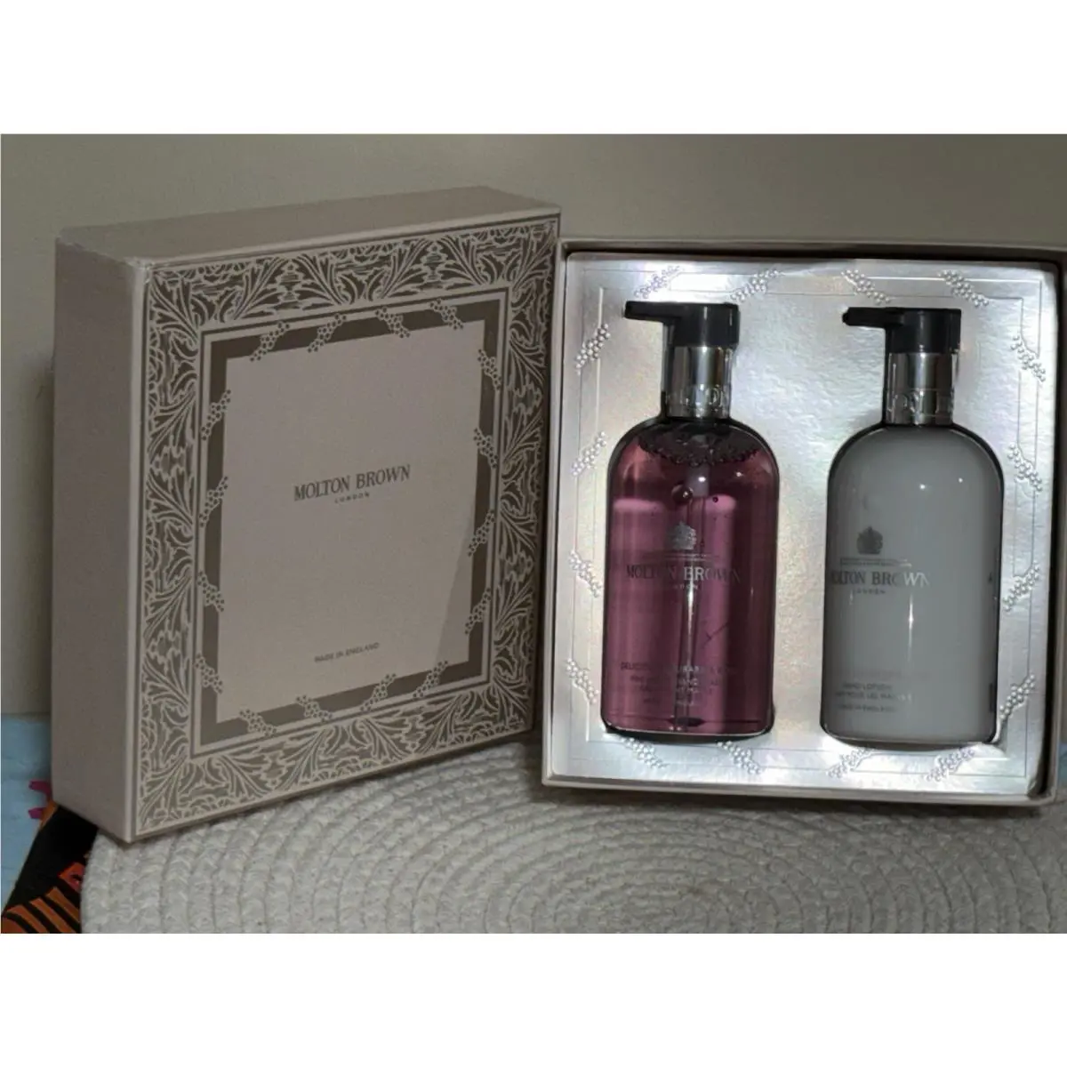 Molton Brown London Delicious Rhubarb Rose Hand Wash Lotion Set 10 oz