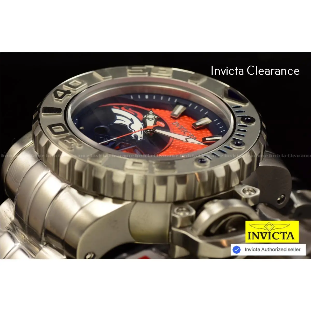 Invicta Sea Hunter 58mm Nfl Denver Broncos Orange Dial Automatic Men Watch