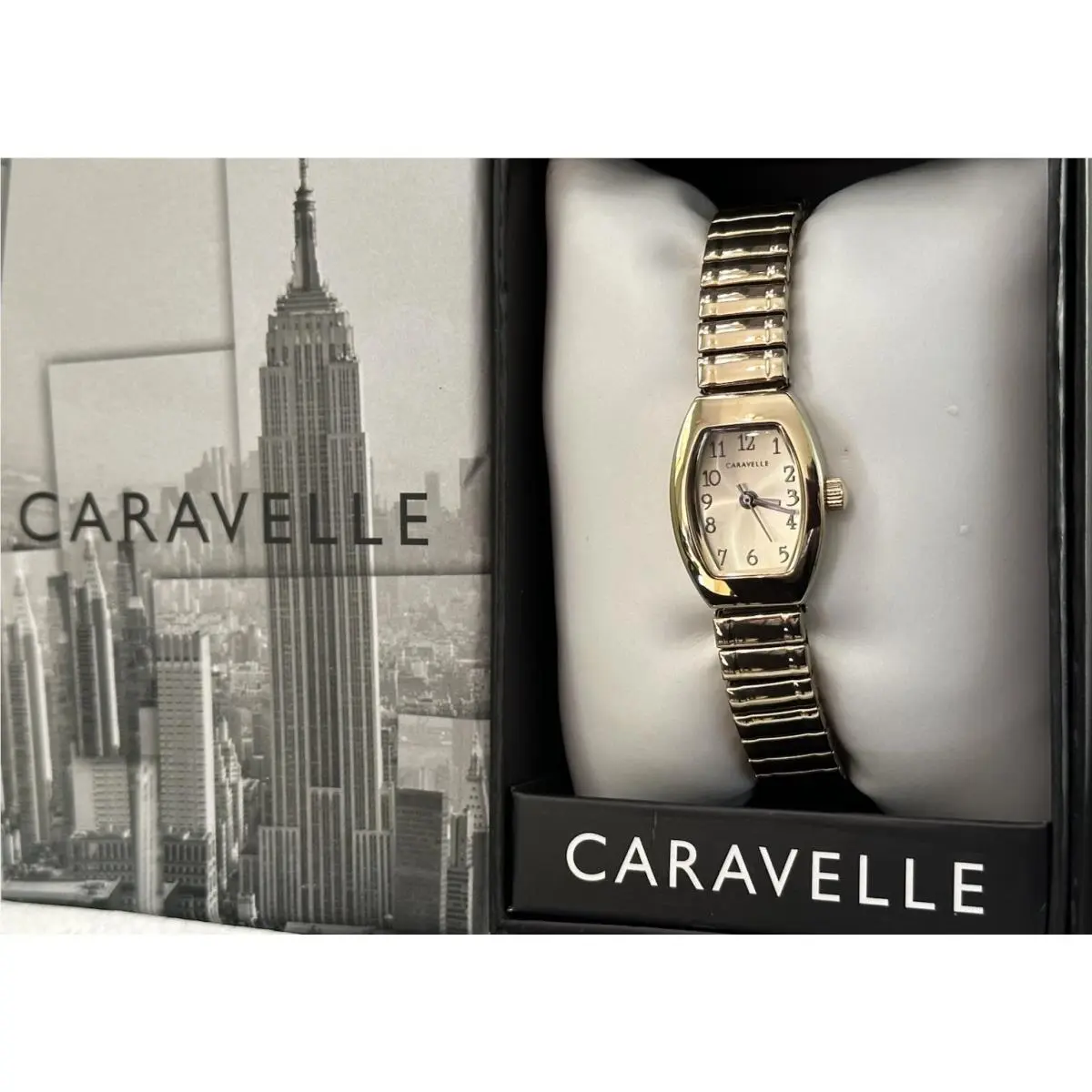 by Bulova 44L261 Women`s Gold Tone Expansion Band Watch Tonneau Dial by Caravelle