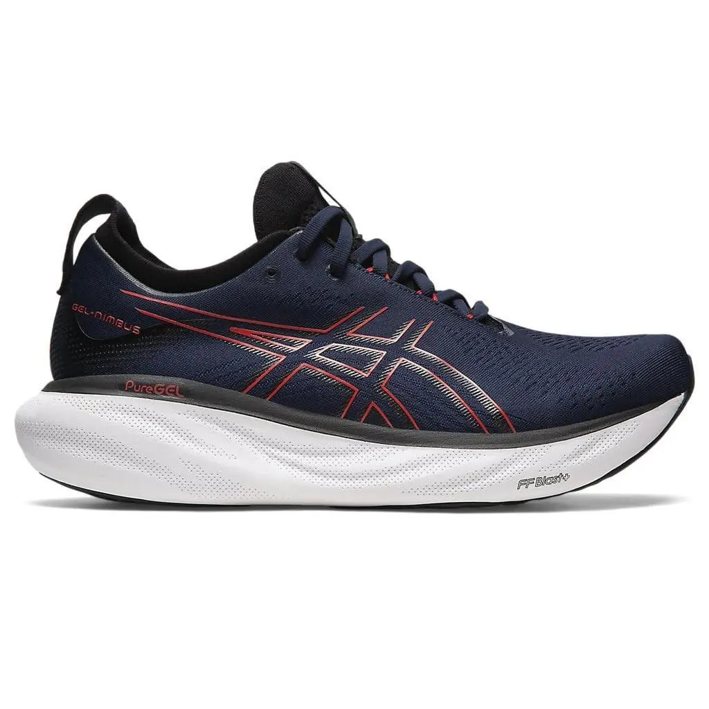 Asics Men`s Gel-nimbus 25 Running Shoes 7 US Midnight/electric Red-msrp