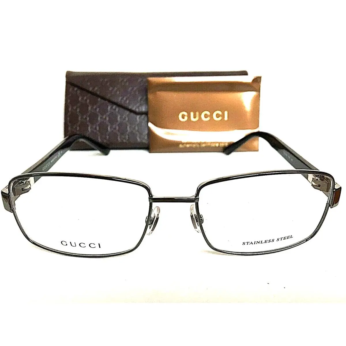 Gucci Men`s Eyeglasses Frame GG 1942 Tmc Shiny Gunmetal 55mm Rx