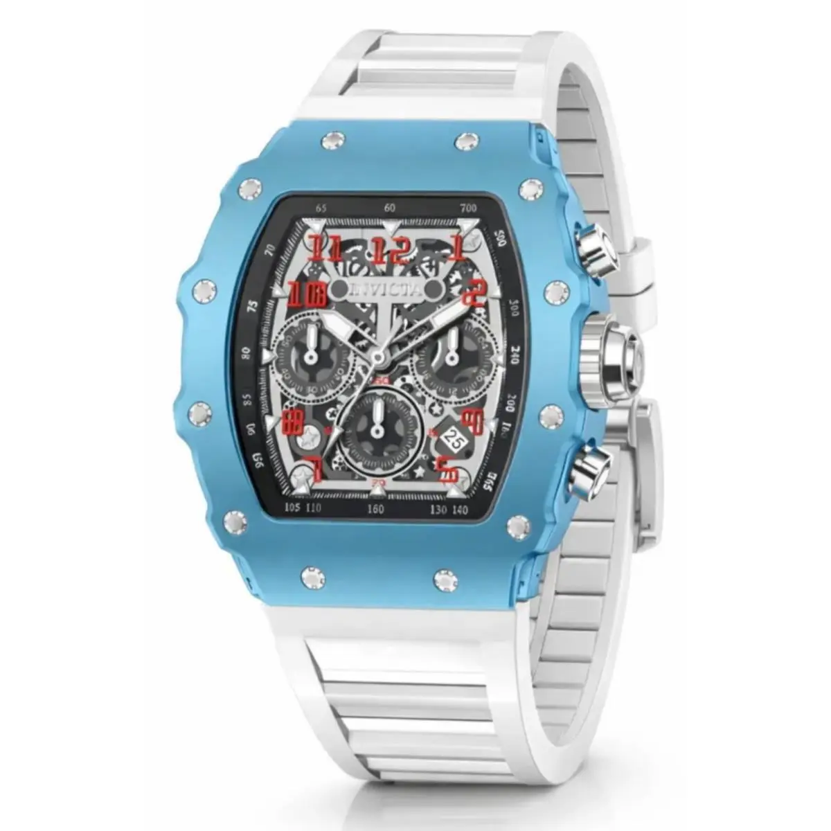 Invicta Men`s Chronograph Sport Watch Blue Case White Band Limited Edition