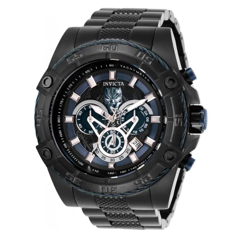 Invicta Marvel Black Panther Limited Edition Men`s 52mm Chronograph Watch 26806 - Dial: Black, Silver, White, Band: Black, Bezel: Black, Gray