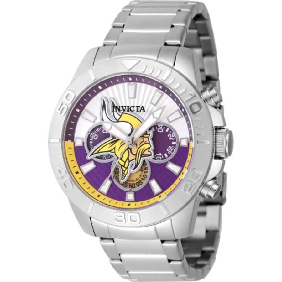 Invicta Nfl Minnesota Vikings Chronograph Gmt Quartz Men`s Watch 47954