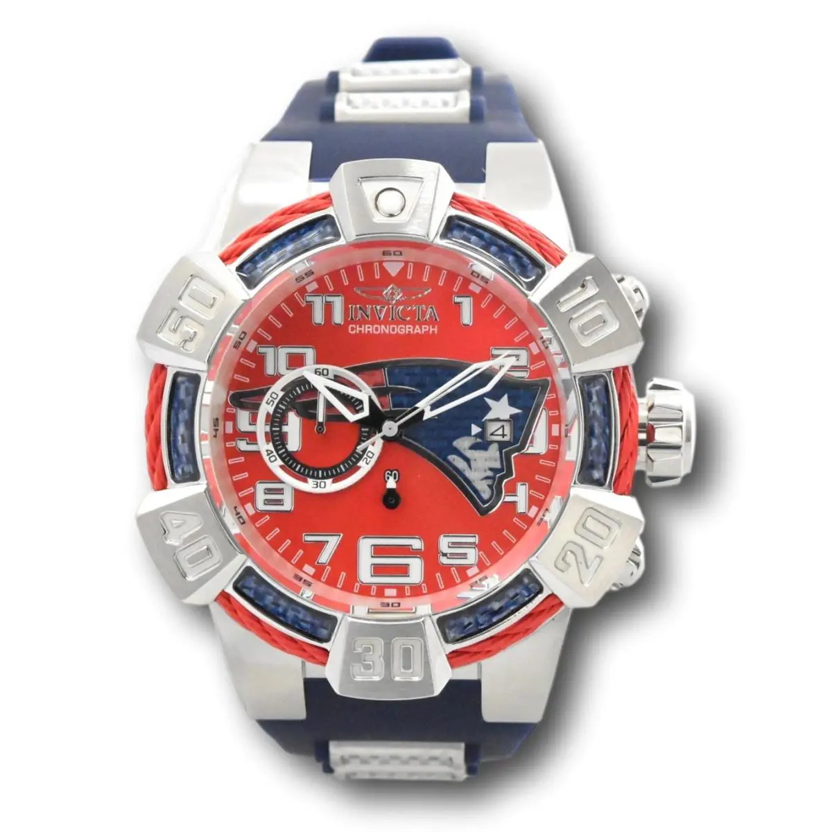 Invicta Nfl England Patriots Men`s 52mm Carbon Fiber Chronograph Watch 35781