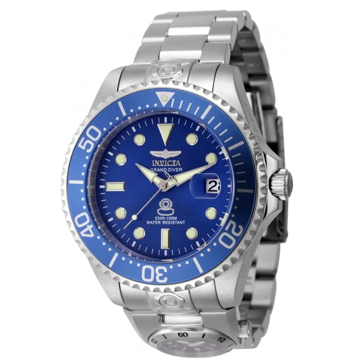 Invicta Grand Diver Automatic Dual Time Men`s 47mm Blue Dial Watch 45813