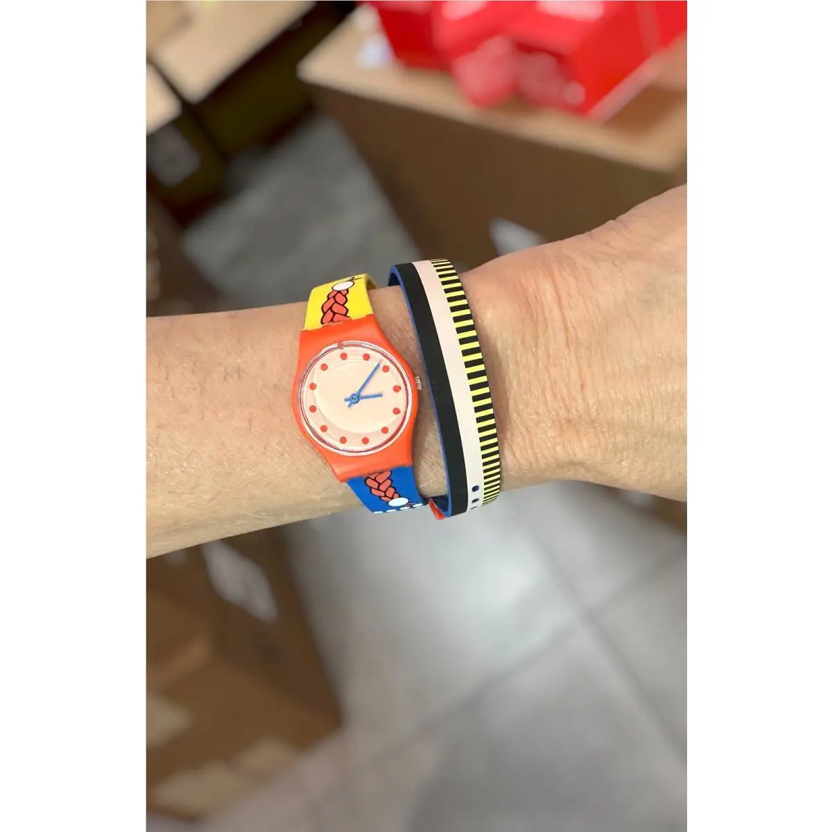 Swiss Swatch Womens Jolies Couettes Double Wraparound 25MM Multicolor Orange
