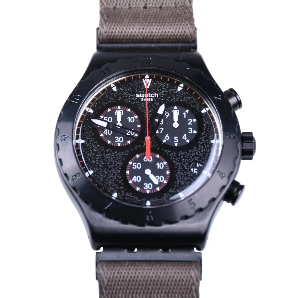 Swatch YVB416 `by The Bonfire` Irony Chronograph Stainless Steel Watch 43mm