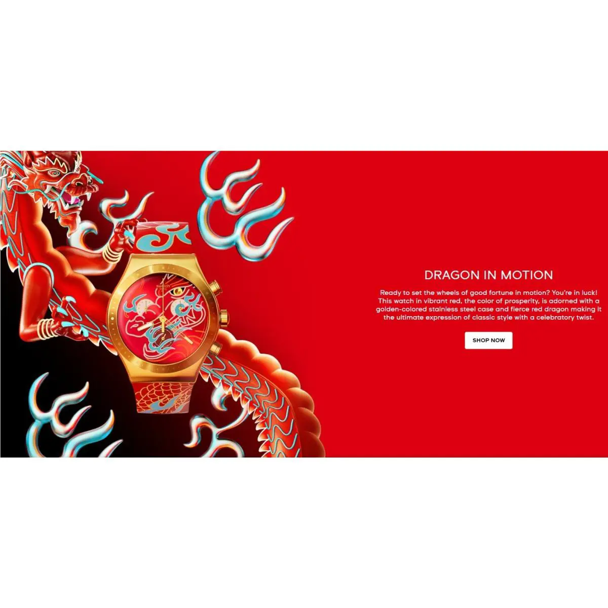 Swatch YVZ100 Dragon IN Motion Year of Dragon 2024 Men`s Watch Red Gold