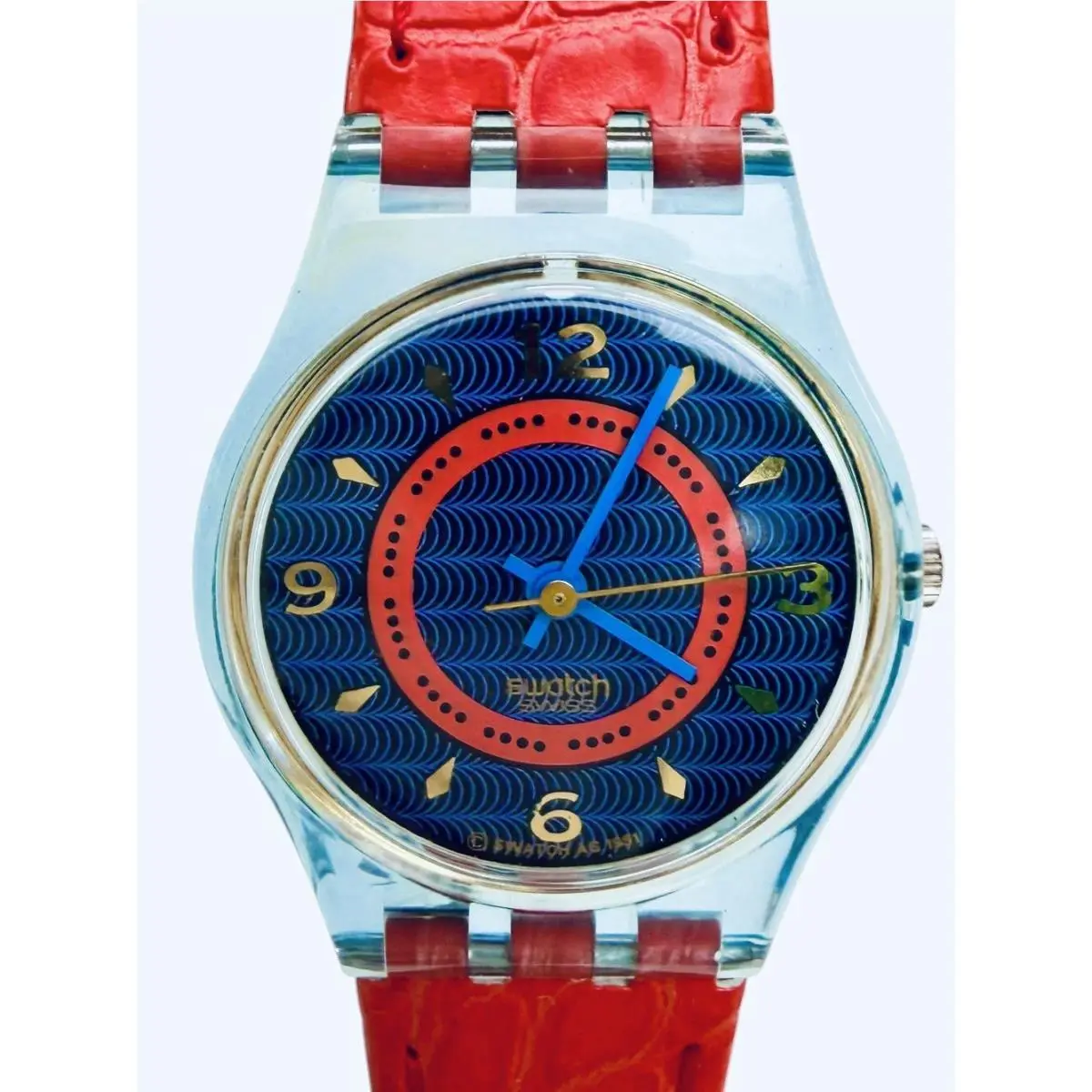 Vintage Swatch LN115 Gin Rosa Standard Ladies 1992 26mm Leather Strap Swiss Nos