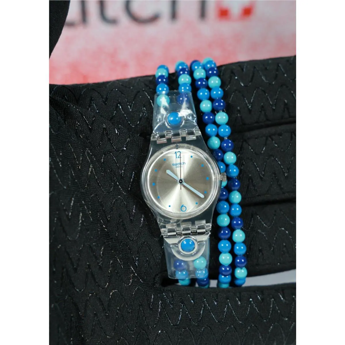Swiss Swatch Blues Prohibition LK353 Long Elastic Brascelet 25MM Wrap Around