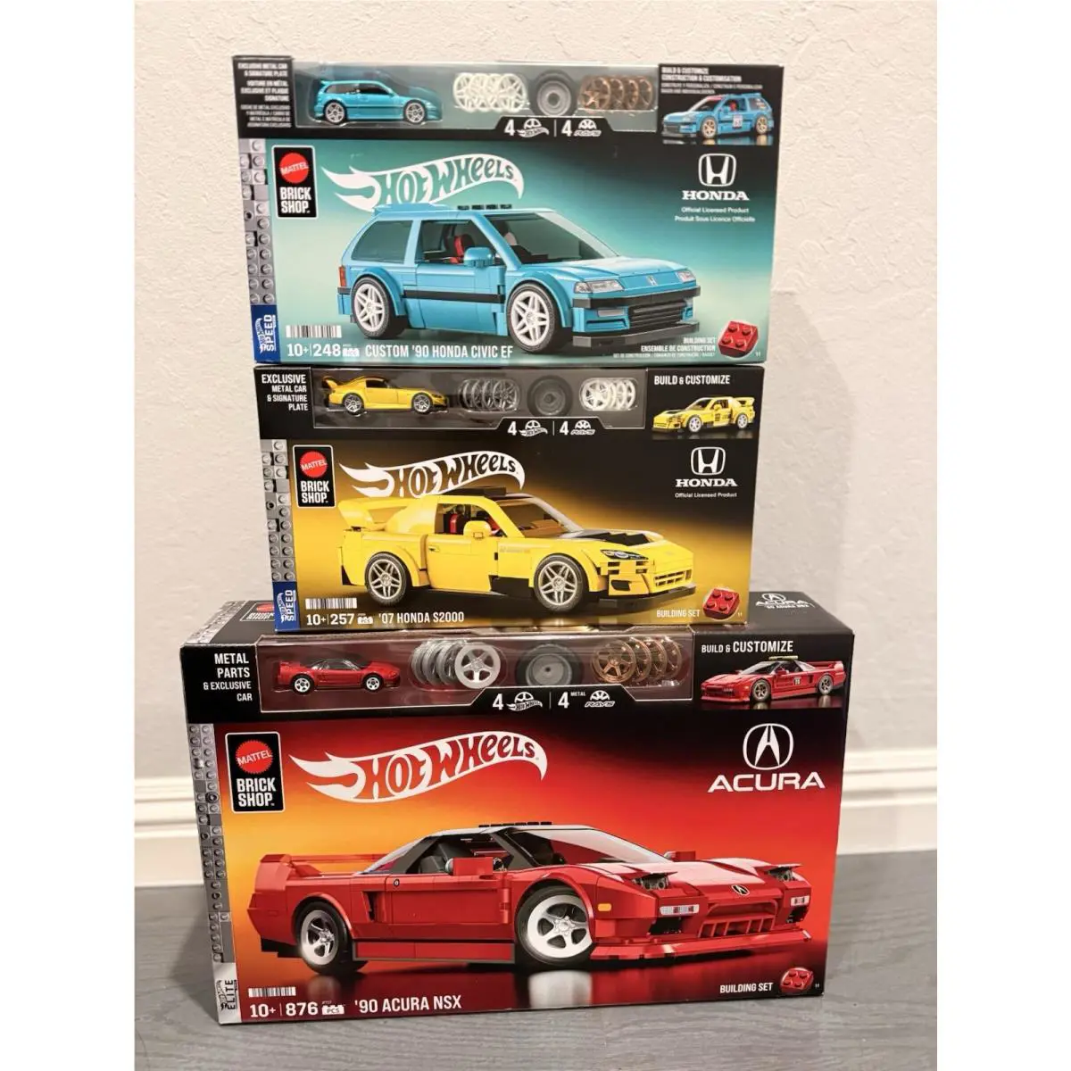 Mattel Brick Shop Hot Wheels Honda Civic EF S2000 Acura Nsx Set Bundle “lego”