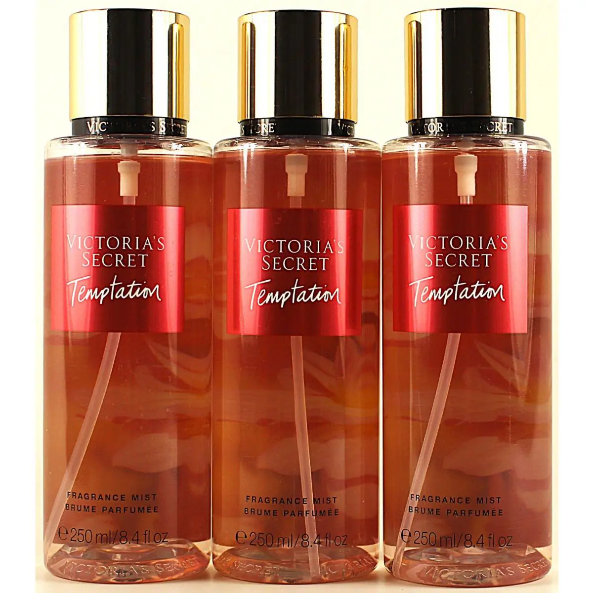 Qty 3 - Victroia`s Secret Temptation Fragrance Body Mist Spray 8.4Oz