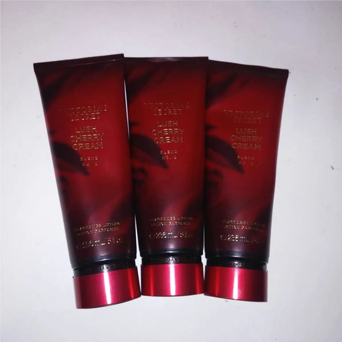 Set of 3 Victoria Secret Fragrance Lotion Lush Cherry Cream Full Size 8oz Each