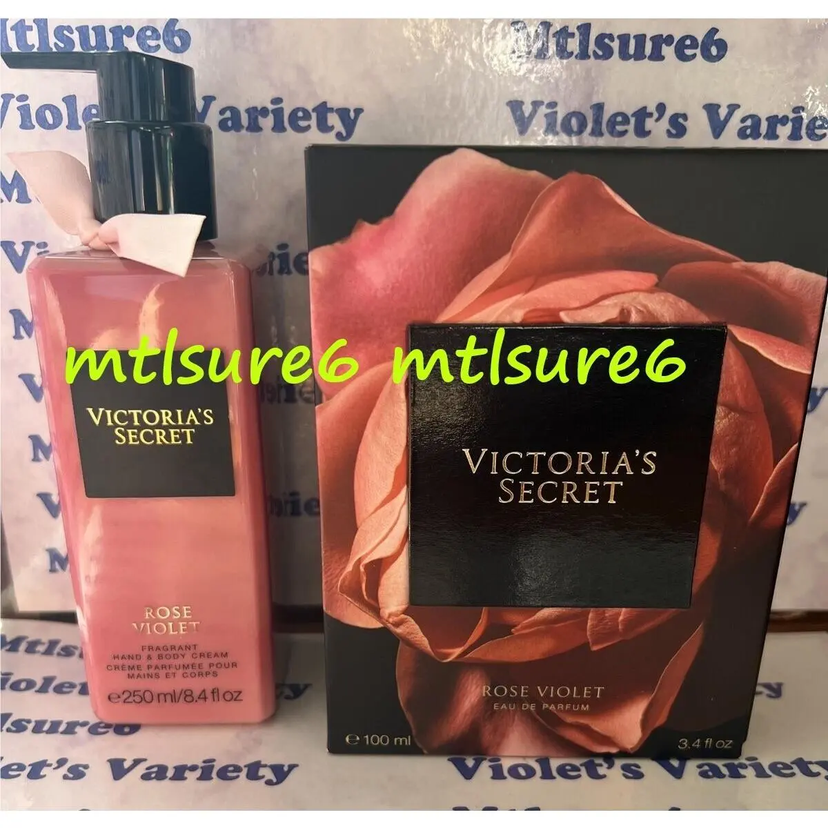 Victoria`s Secret Rose Violet Eau de Parfum 3.4 oz Hand/body Cream 8.4 oz